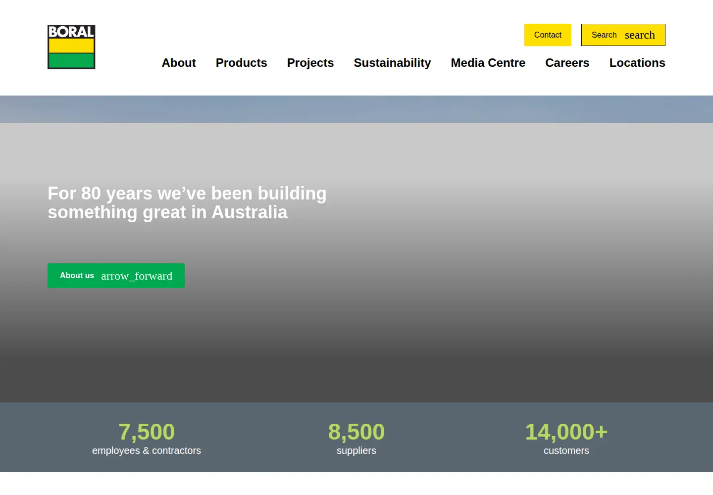 Screenshot of boral.com.au