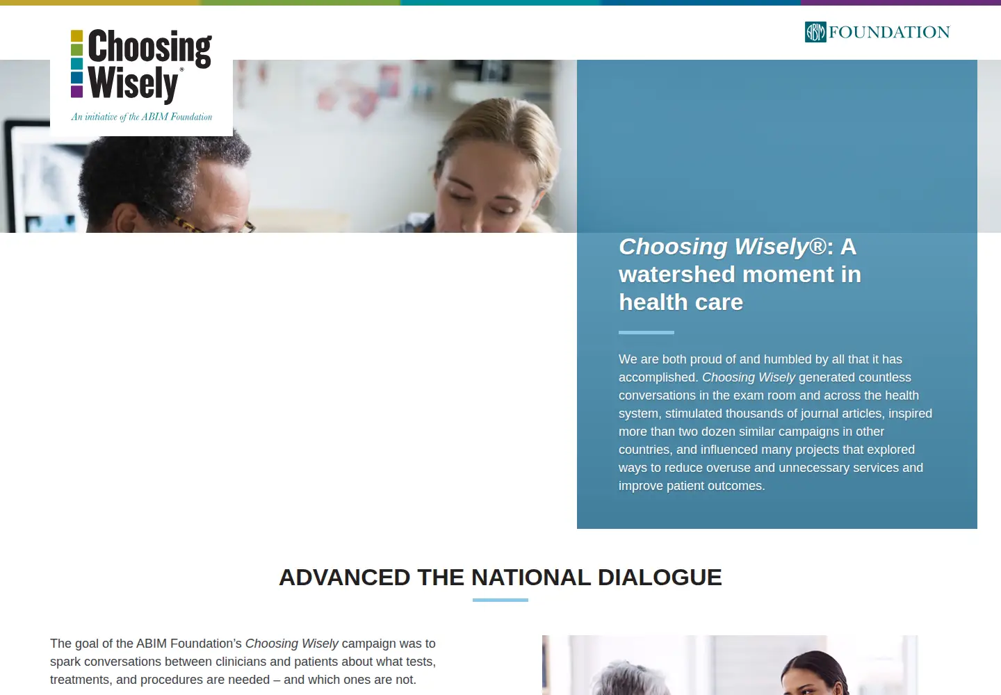 Screenshot of choosingwisely.org