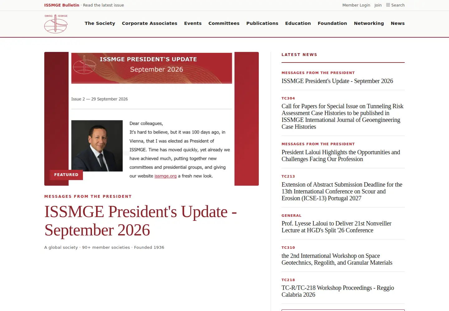Screenshot of issmge.org