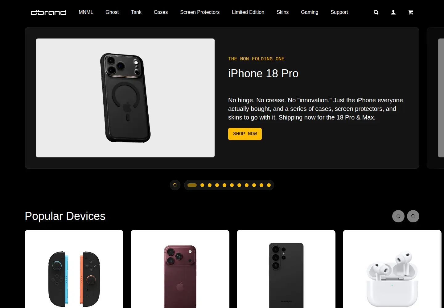 Screenshot of dbrand.com