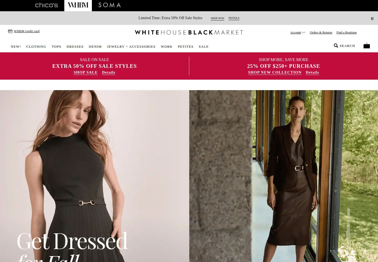 Screenshot of whitehouseblackmarket.com