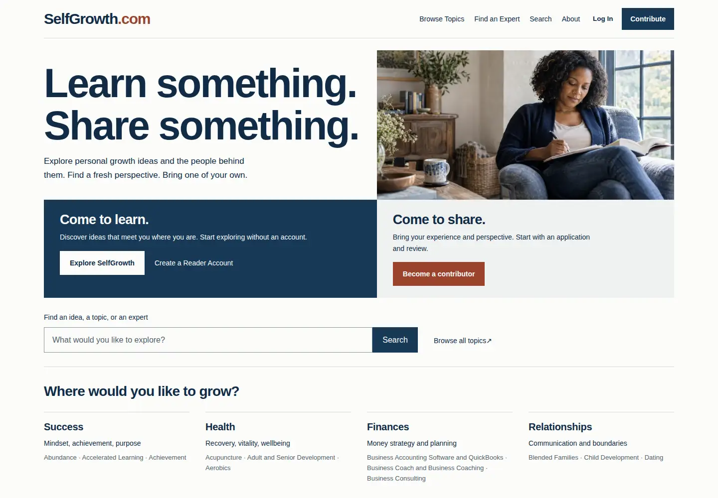 Screenshot of selfgrowth.com