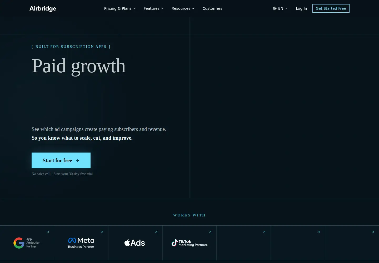 Screenshot of airbridge.io