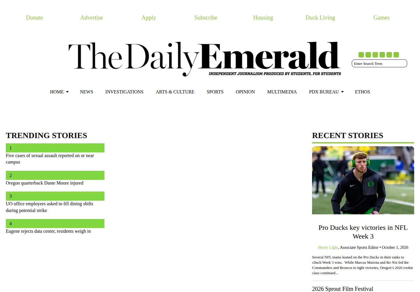 Screenshot of dailyemerald.com