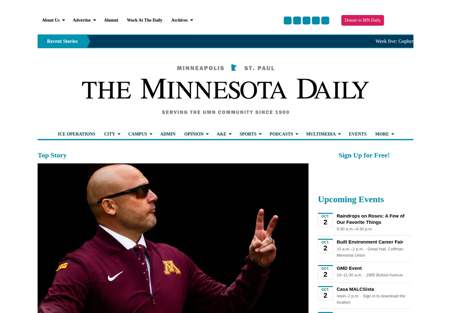 Screenshot of mndaily.com