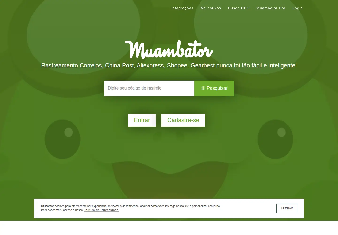 Captured homepage of muambator.com.br in the current scan