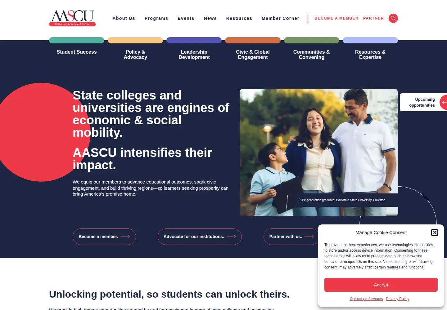 Screenshot of aascu.org