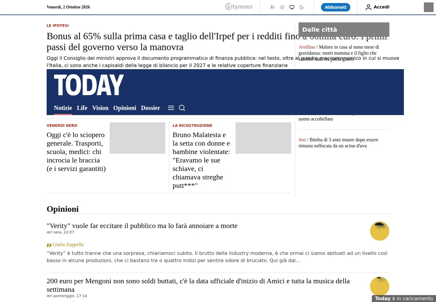 Screenshot of today.it