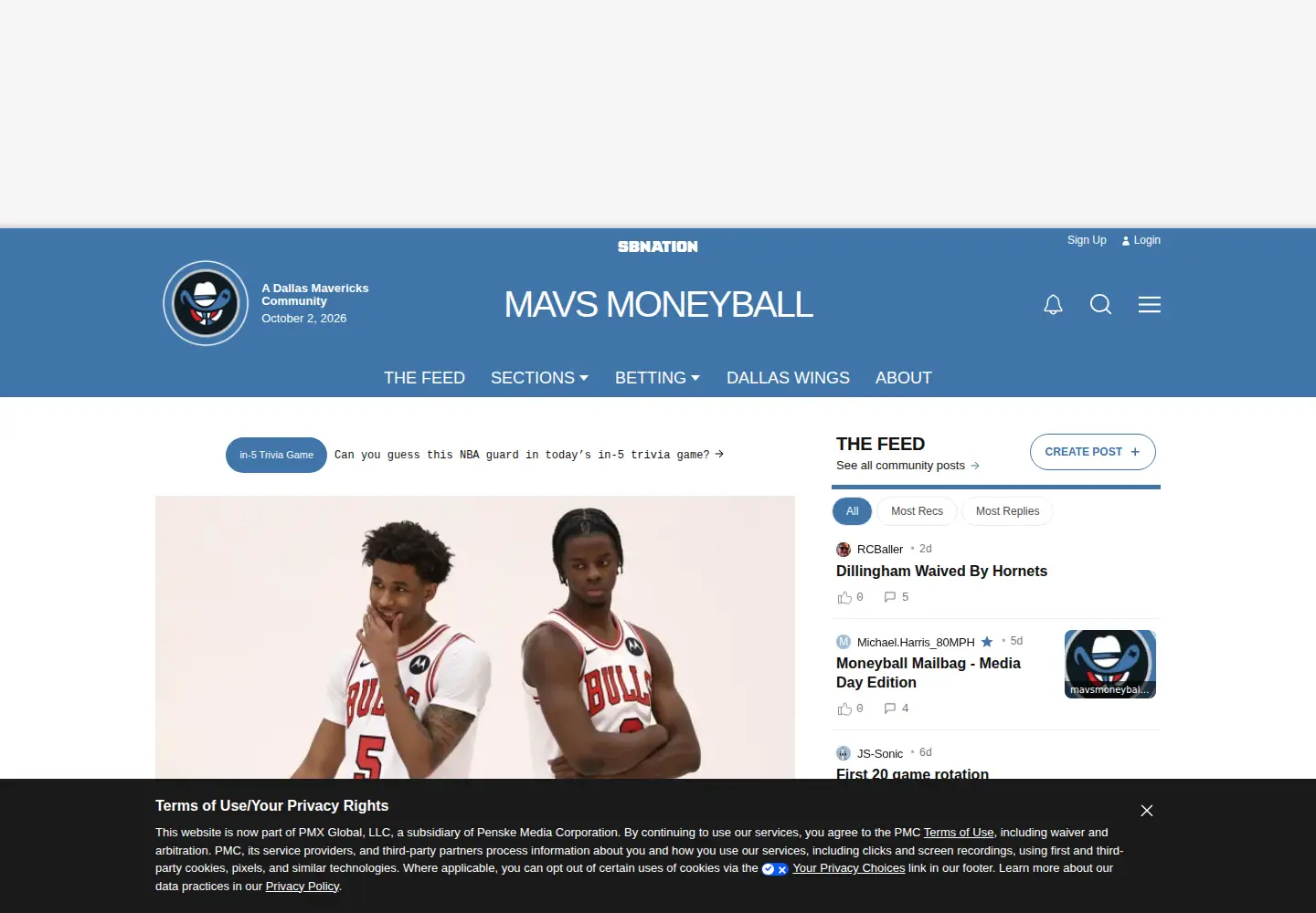 Screenshot of mavsmoneyball.com