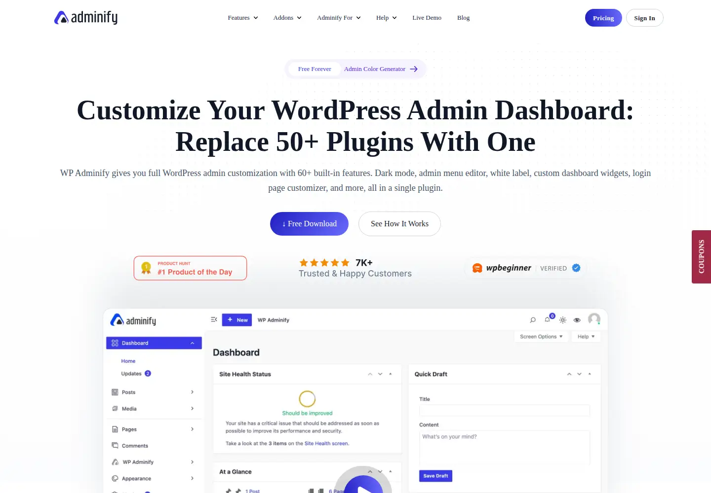 Screenshot of wpadminify.com