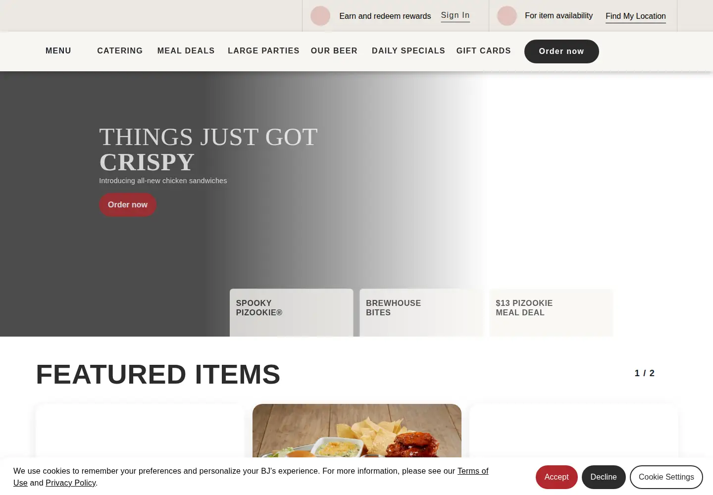 Screenshot of bjsrestaurants.com