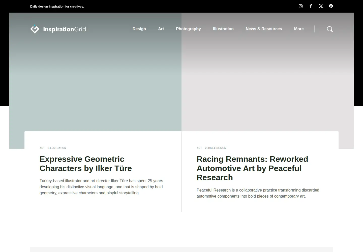 Screenshot of theinspirationgrid.com