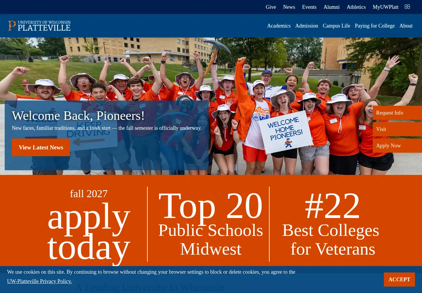 Screenshot of uwplatt.edu