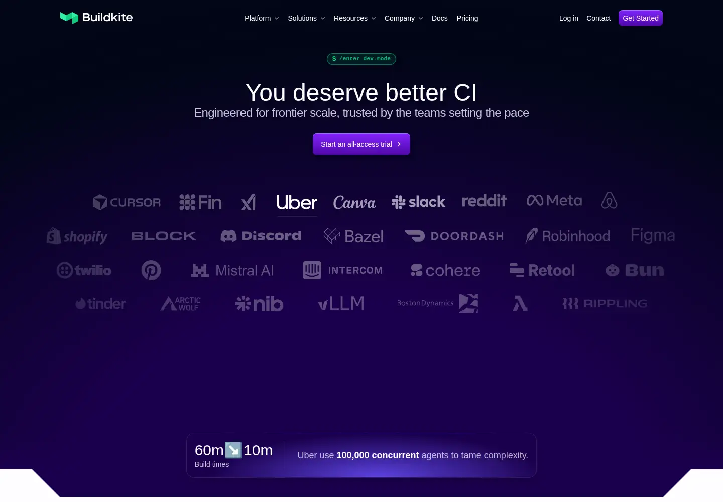 Screenshot of buildkite.com
