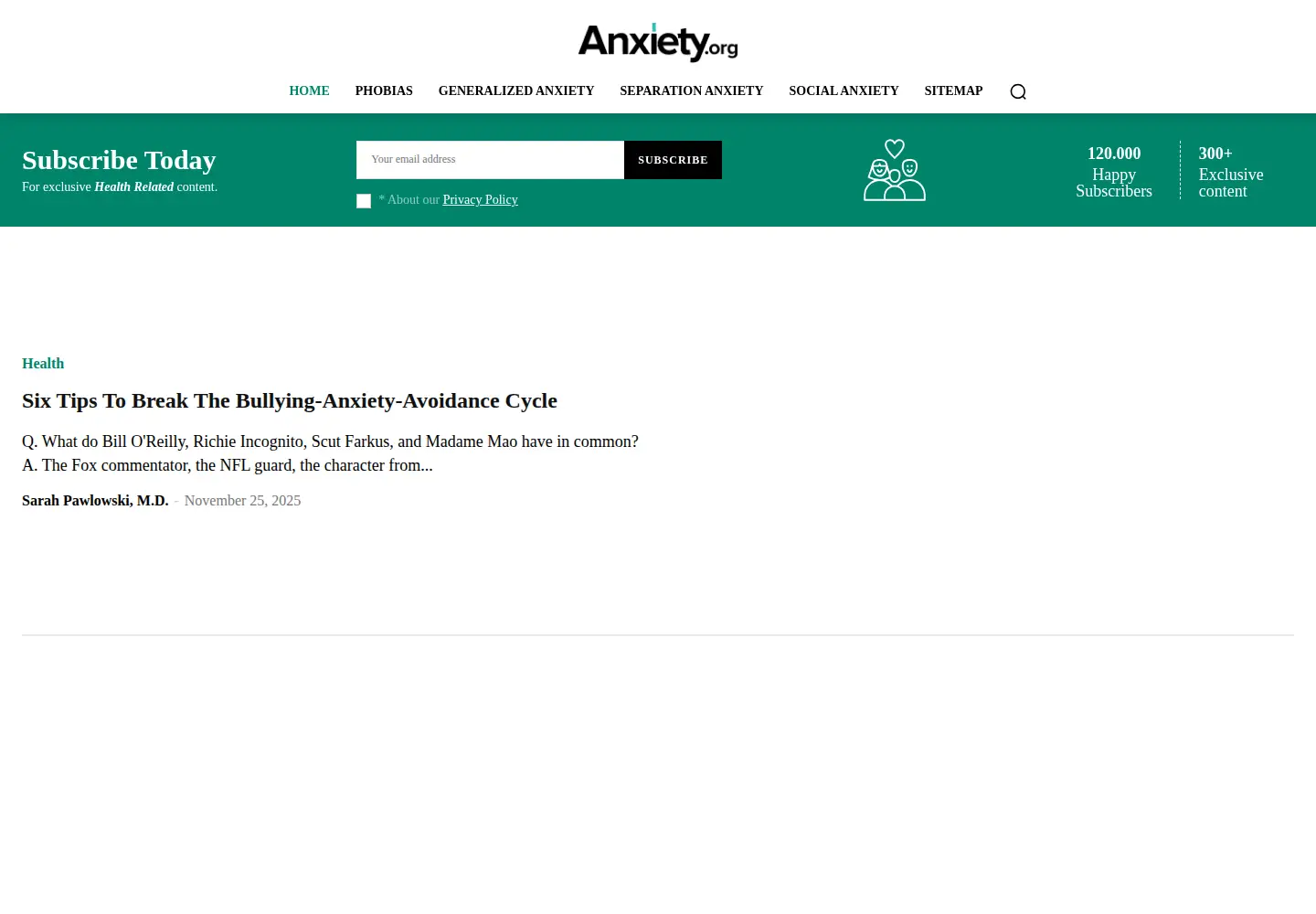 Screenshot of anxiety.org