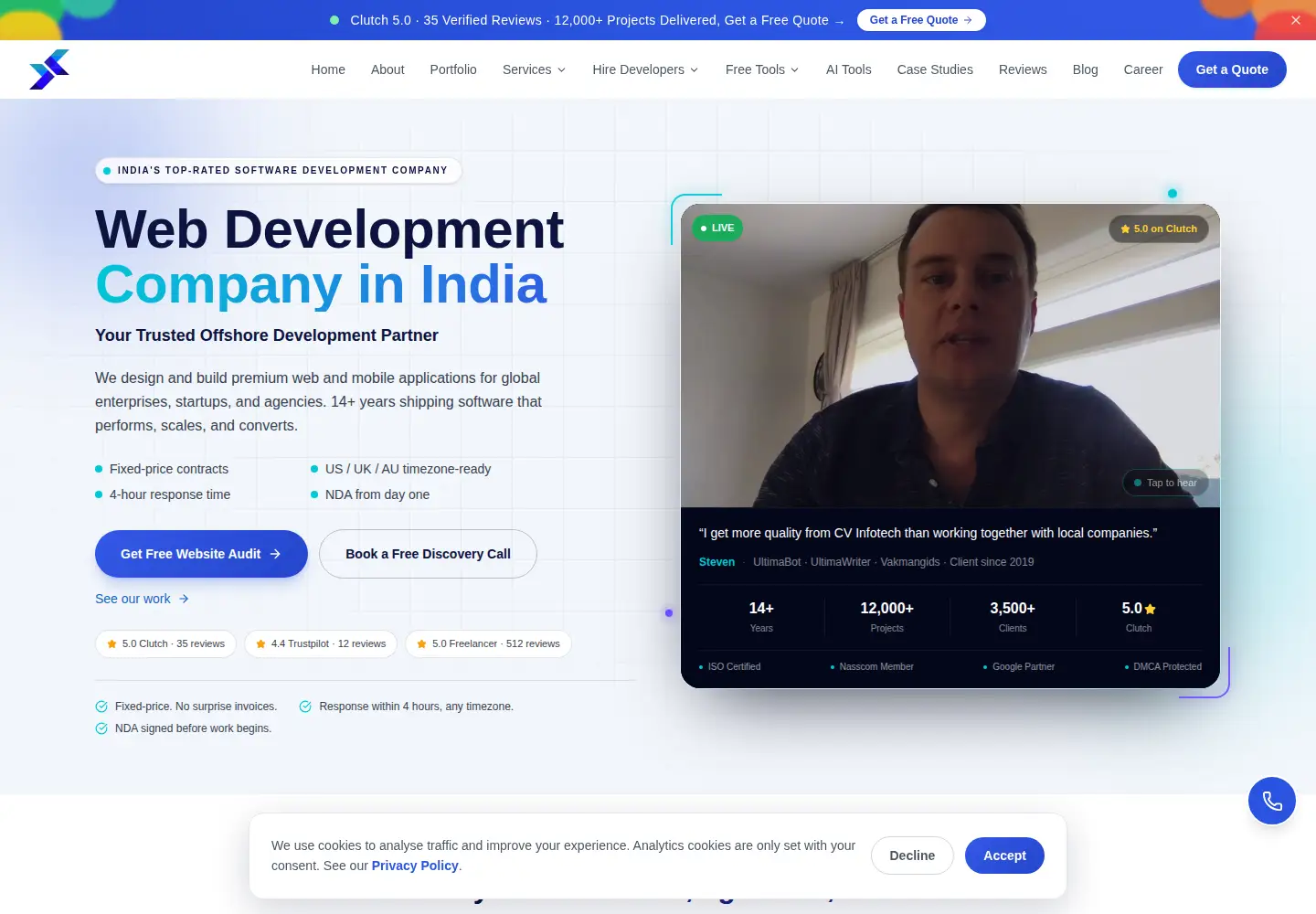 Screenshot of cvinfotech.com