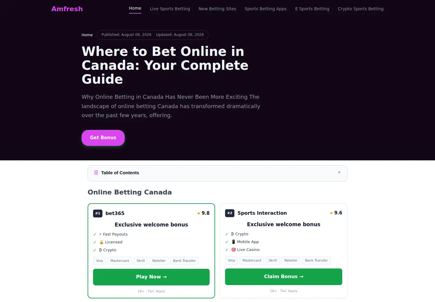 Screenshot of amfresh.ca