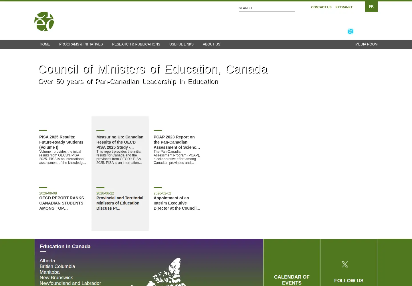 Screenshot of cmec.ca