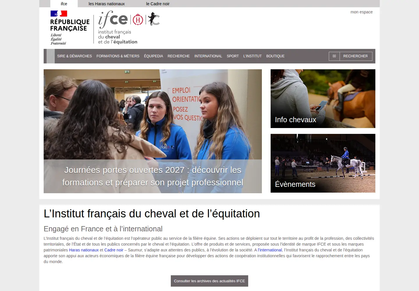 Screenshot of ifce.fr