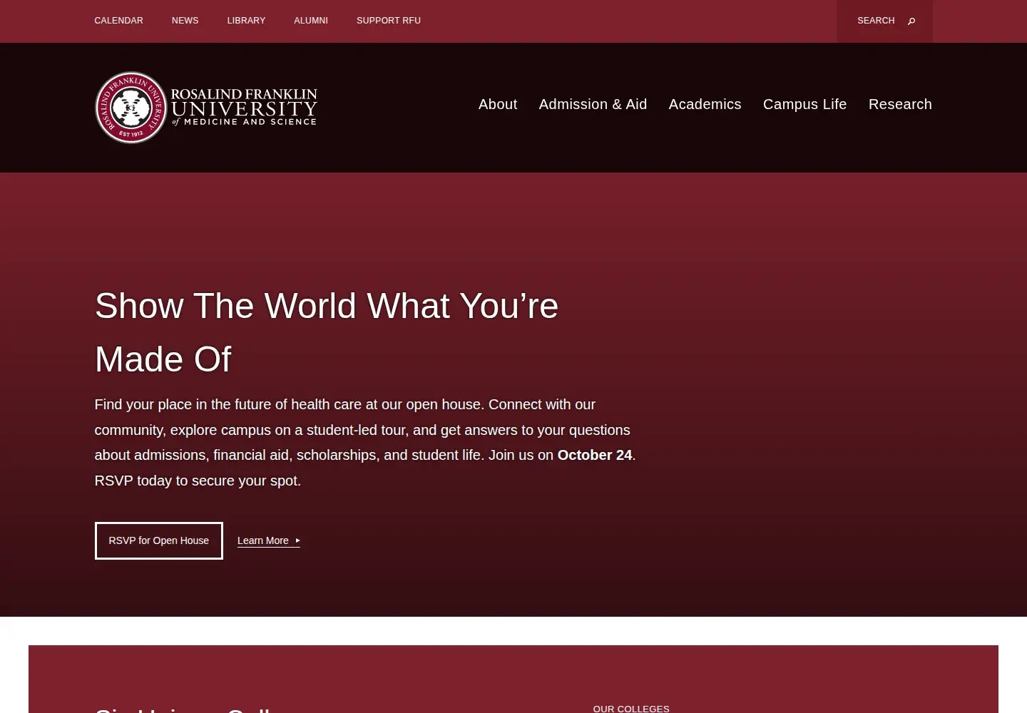 Screenshot of rosalindfranklin.edu
