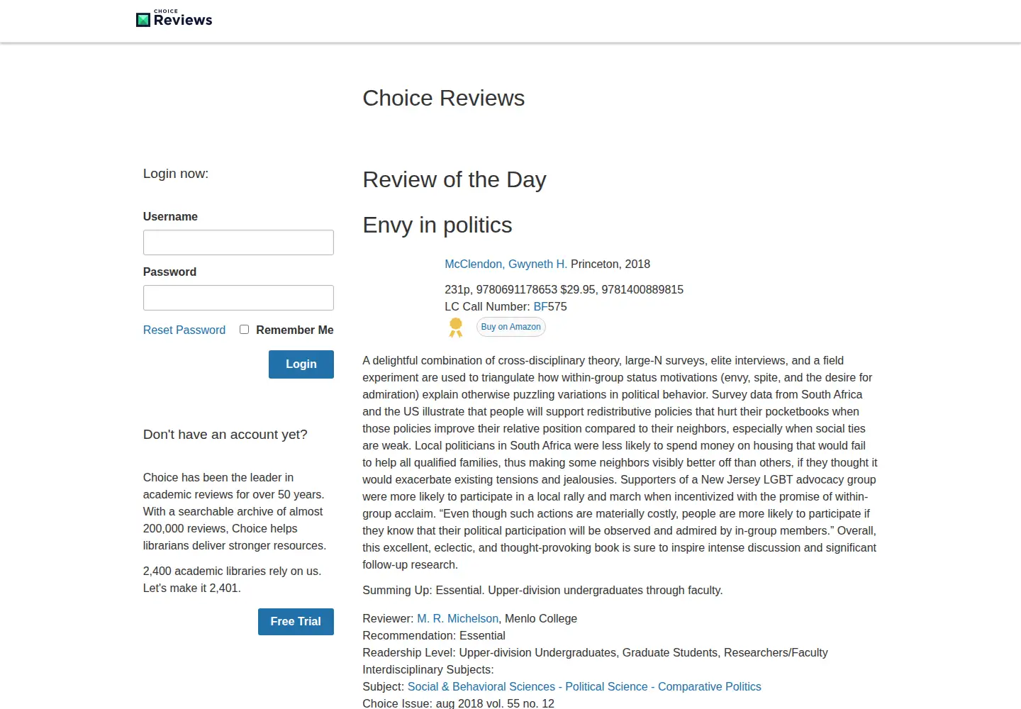 Screenshot of choicereviews.org