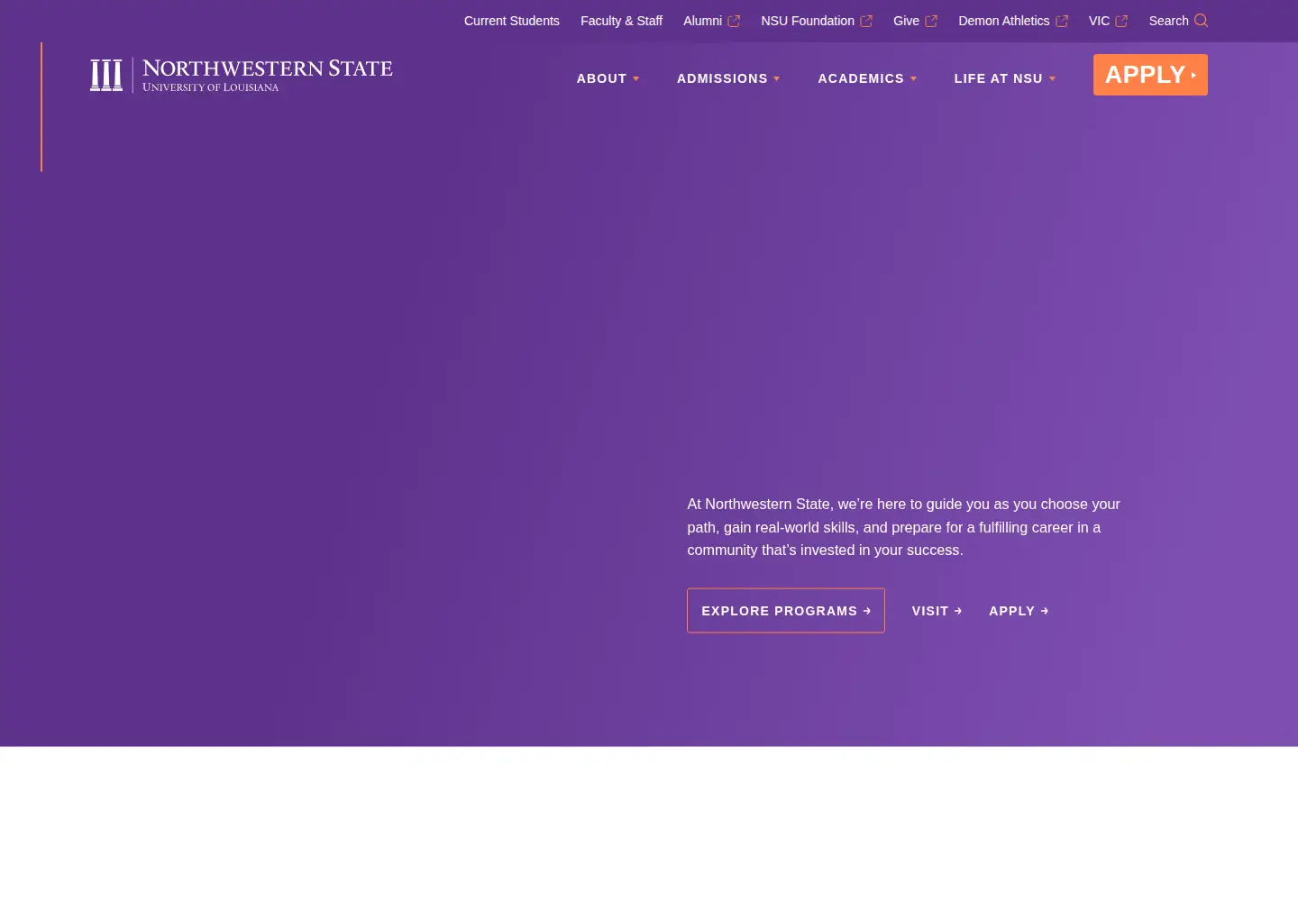 Screenshot of nsula.edu