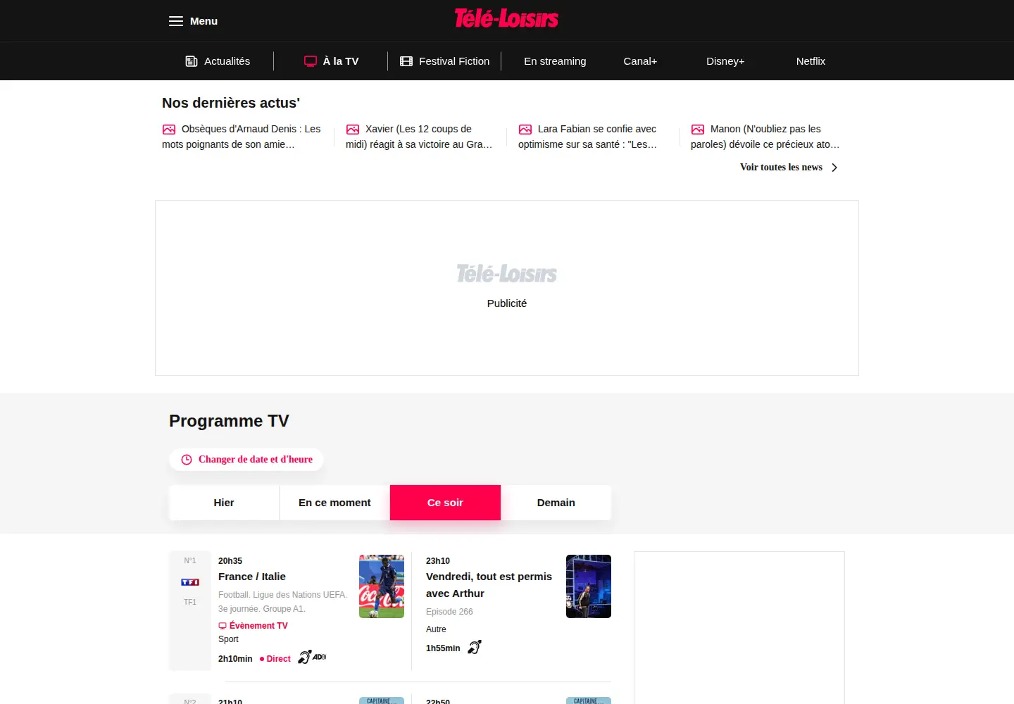 Screenshot of programme-tv.net