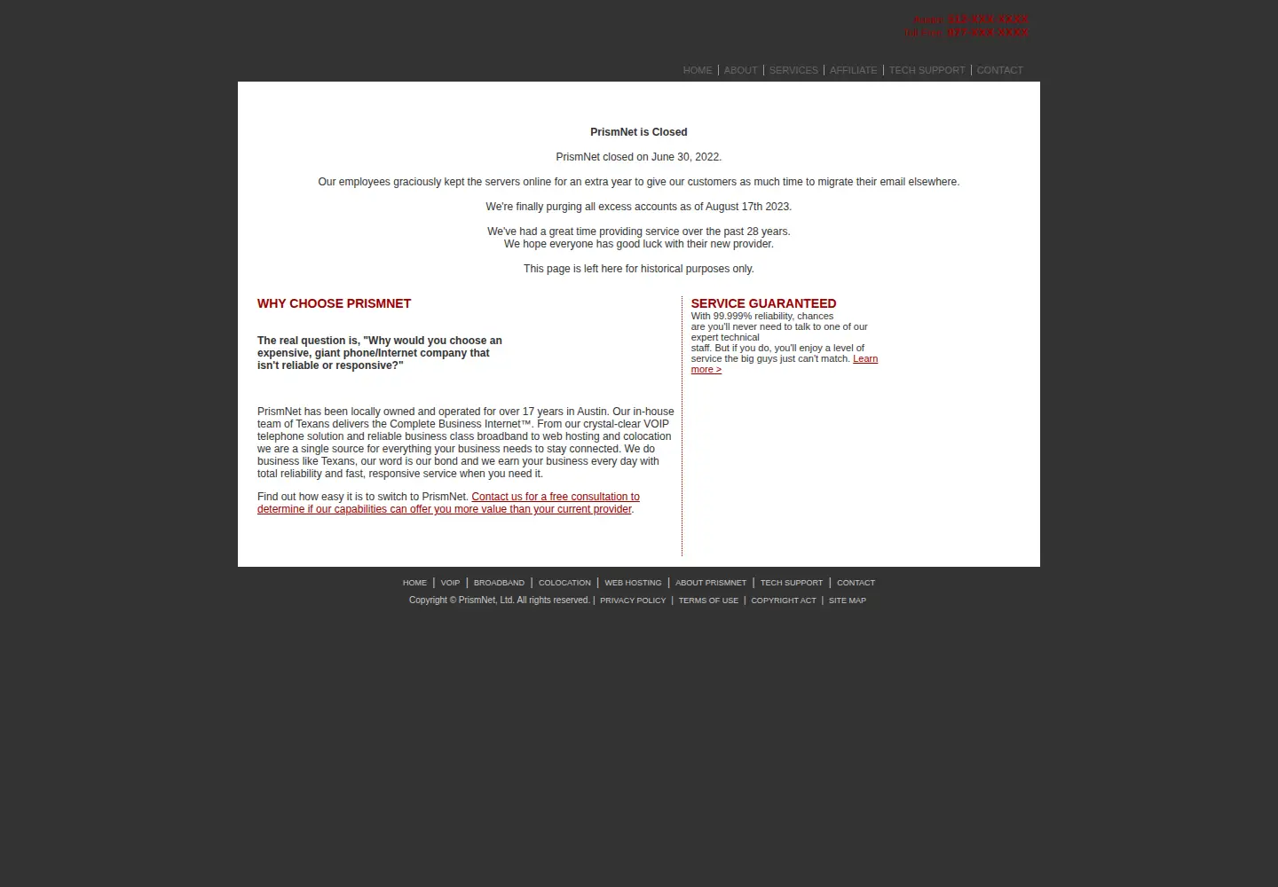 Screenshot of prismnet.com