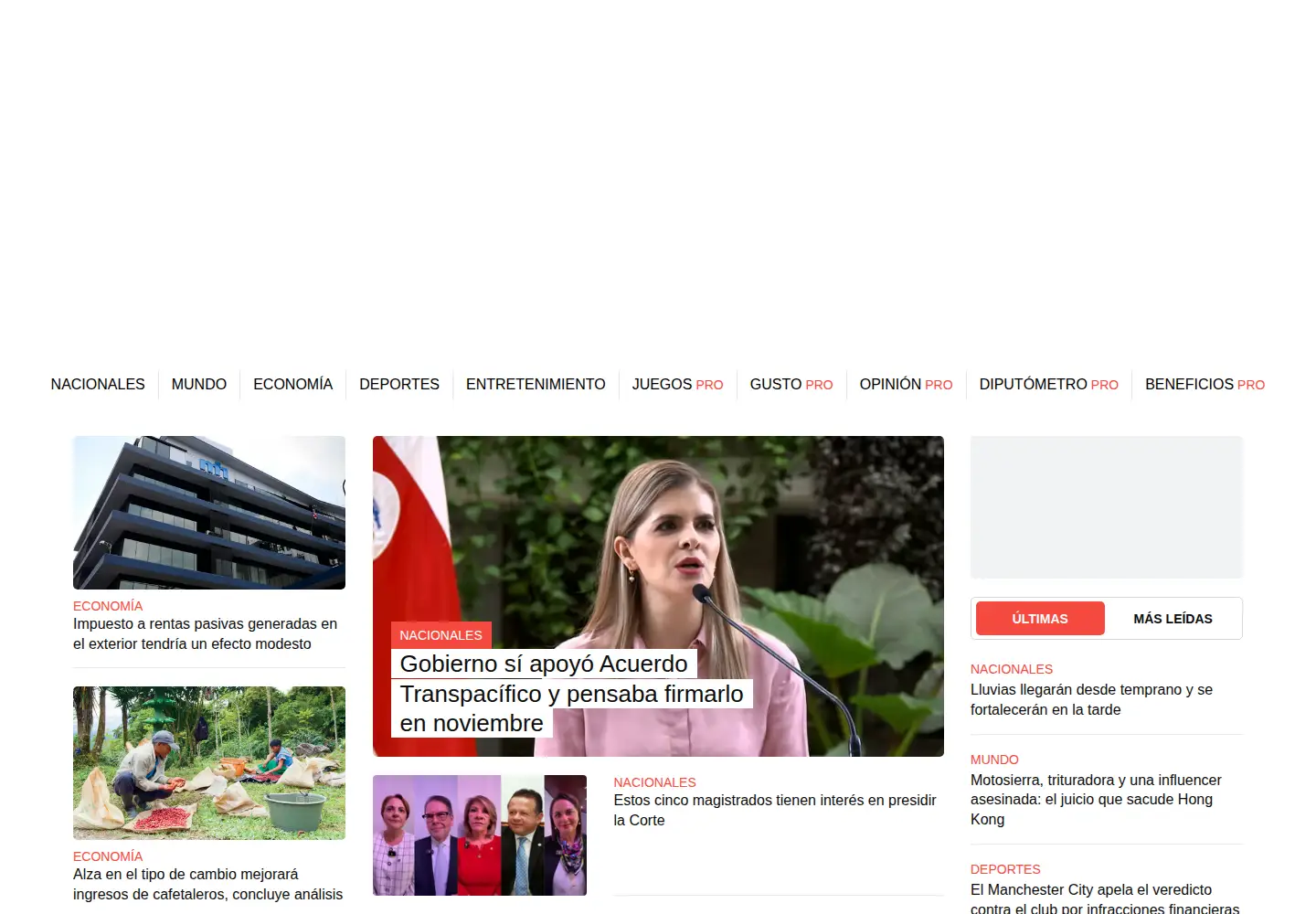 Screenshot of crhoy.com