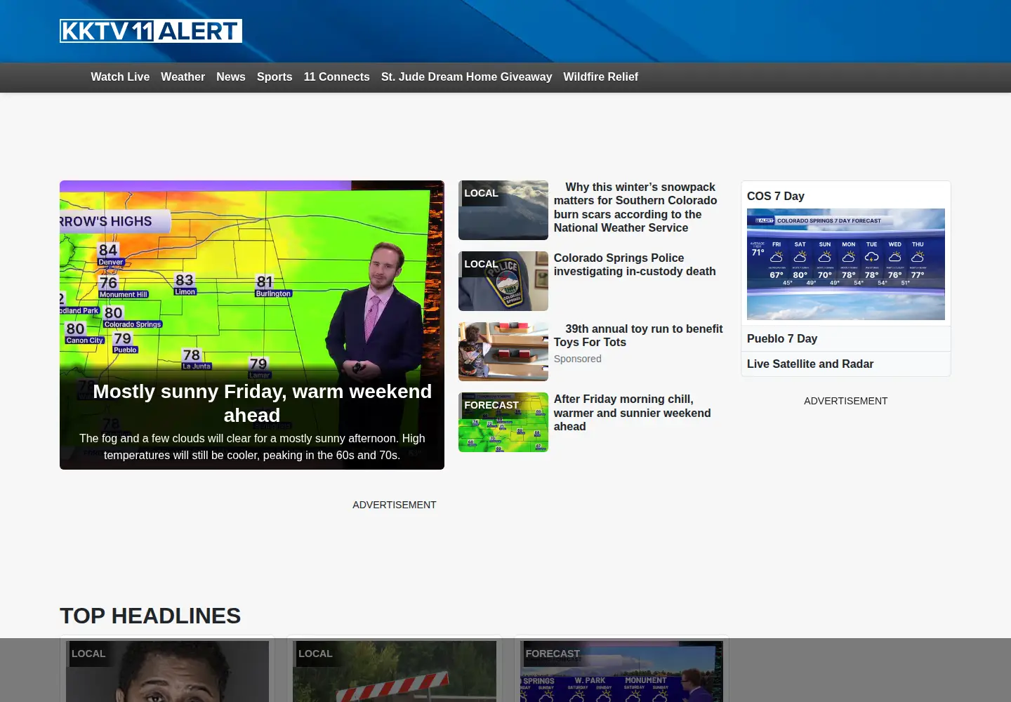 Screenshot of kktv.com