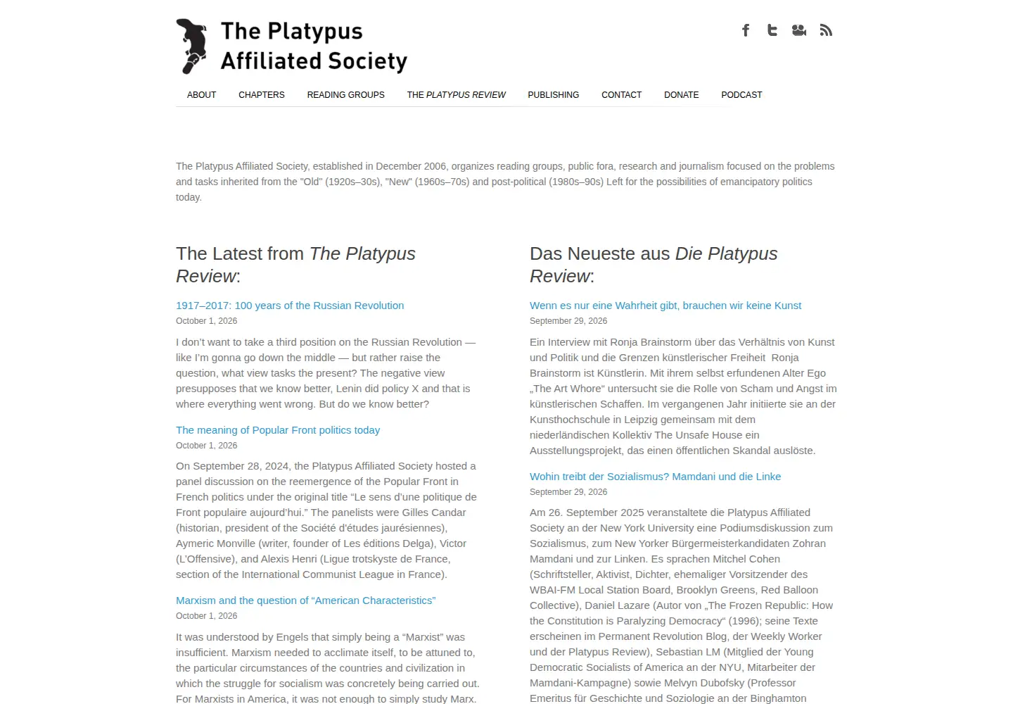 Screenshot of platypus1917.org