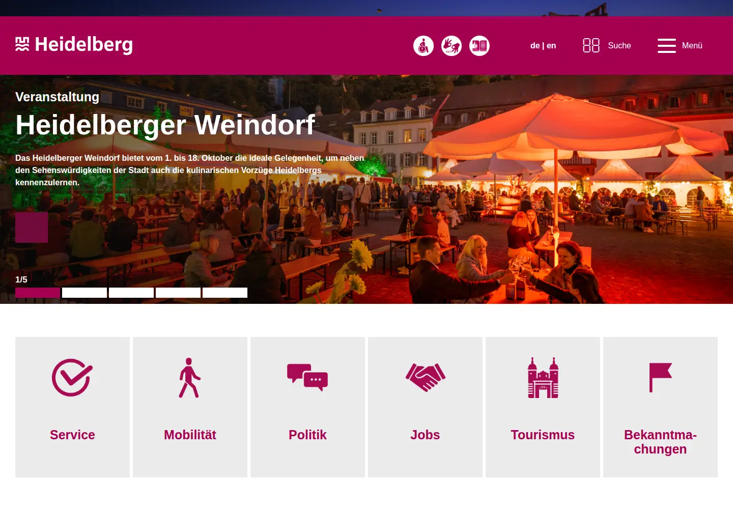 Screenshot of heidelberg.de