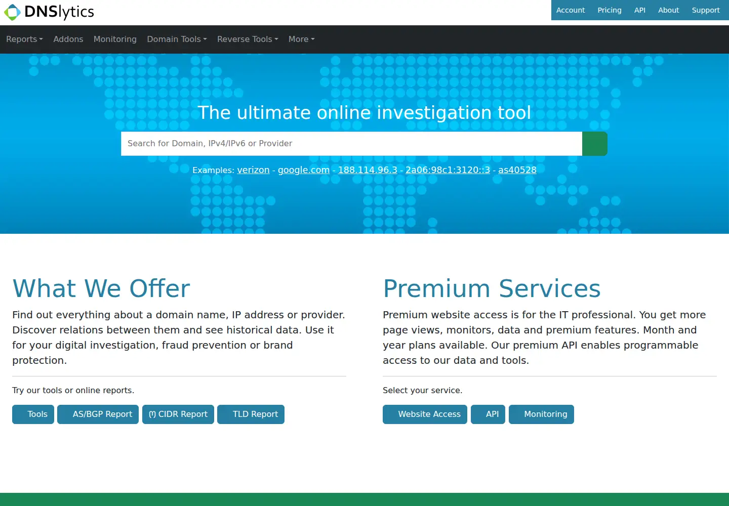 Screenshot of dnslytics.com