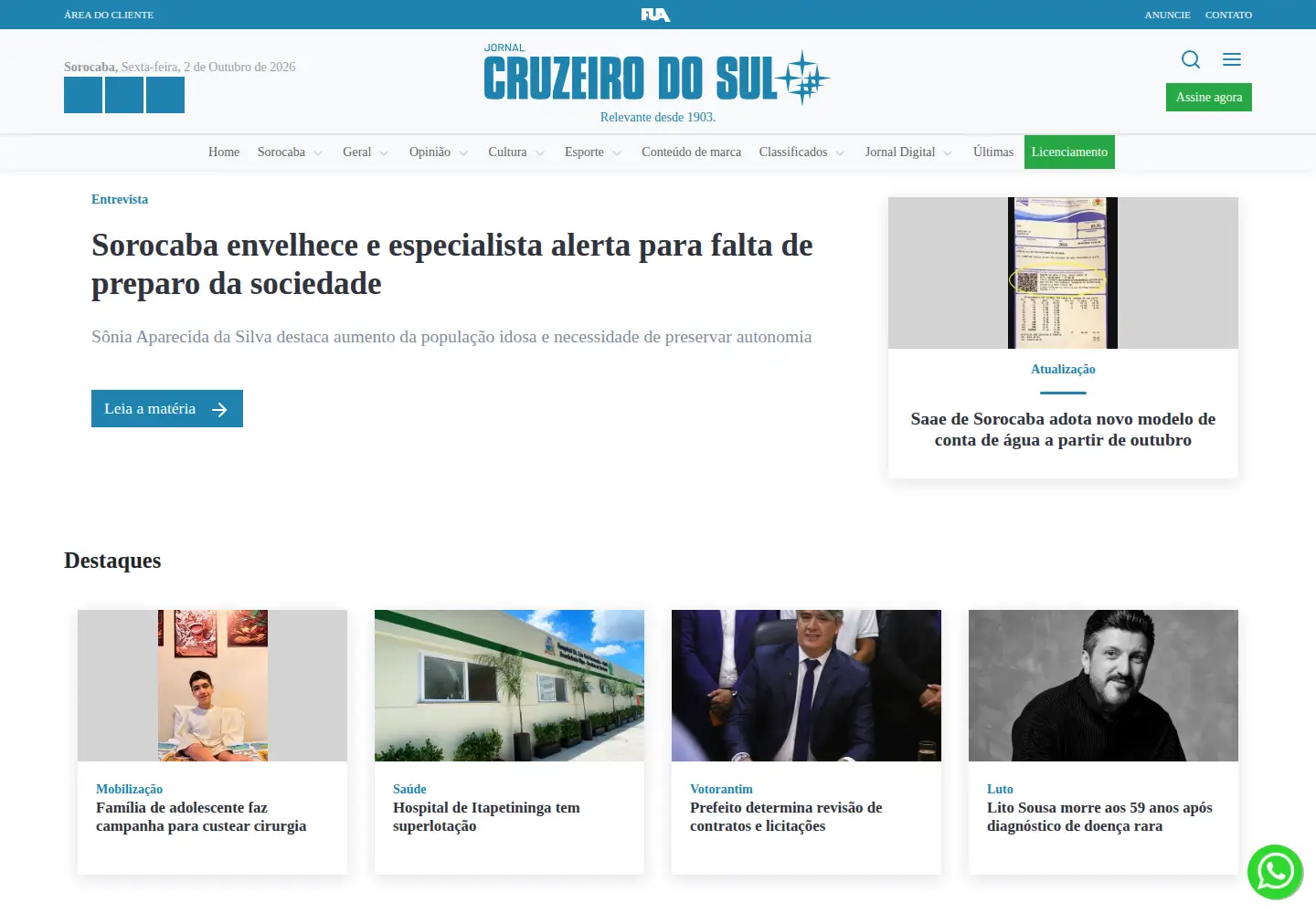 Screenshot of jornalcruzeiro.com.br