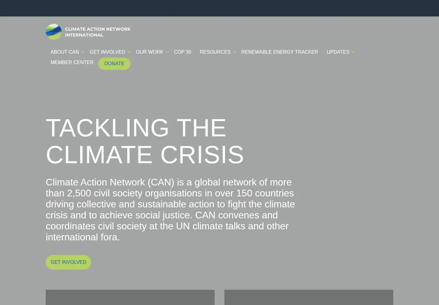 Screenshot of climatenetwork.org