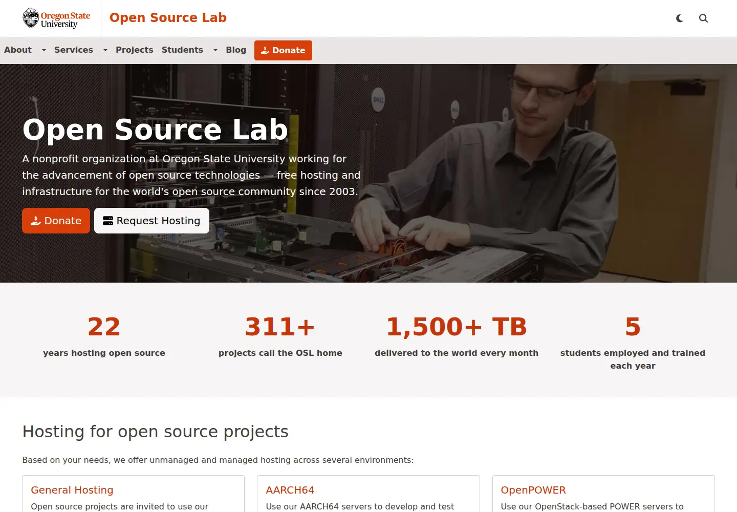 Screenshot of osuosl.org
