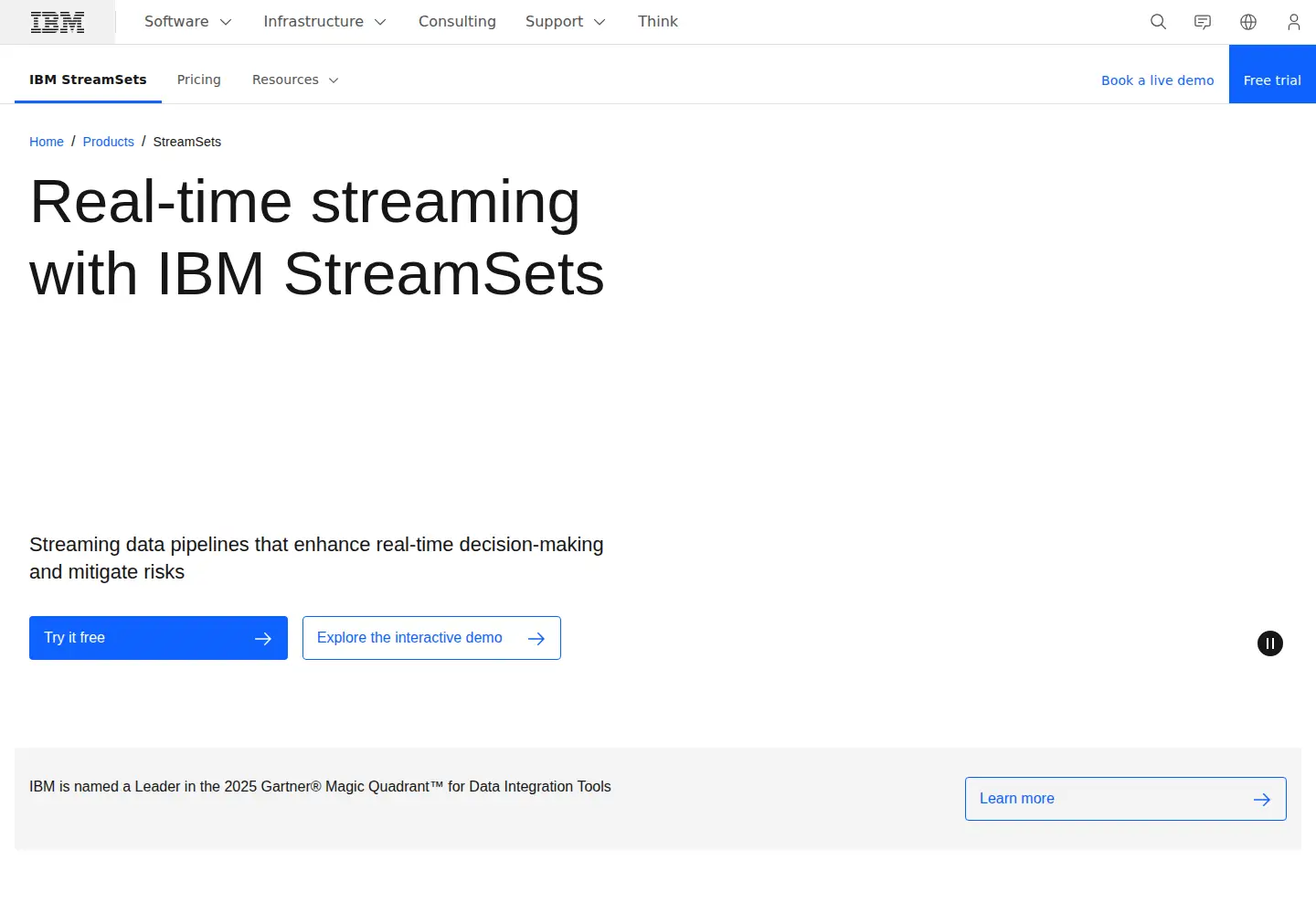 Screenshot of streamsets.com