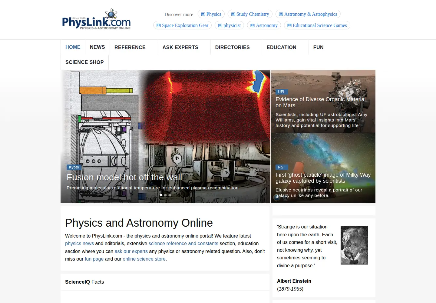 Screenshot of physlink.com