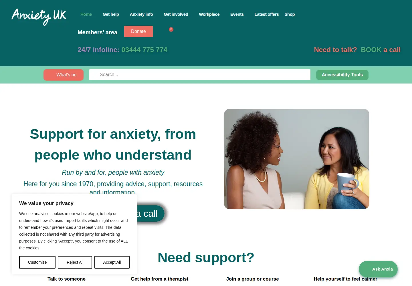 Screenshot of anxietyuk.org.uk