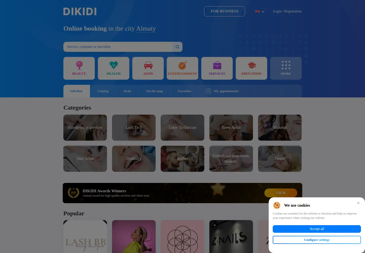 Screenshot of dikidi.net