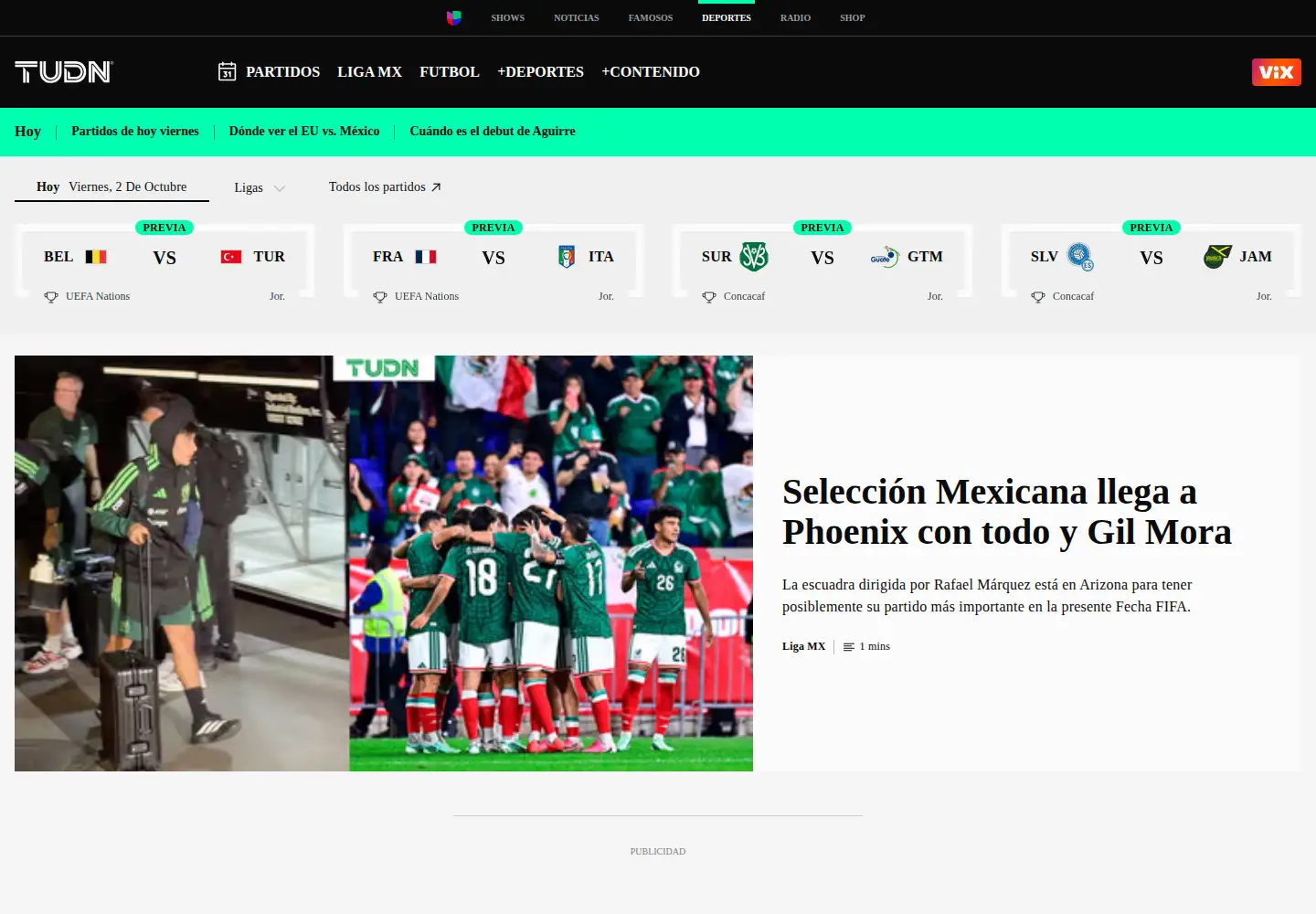 Screenshot of tudn.com