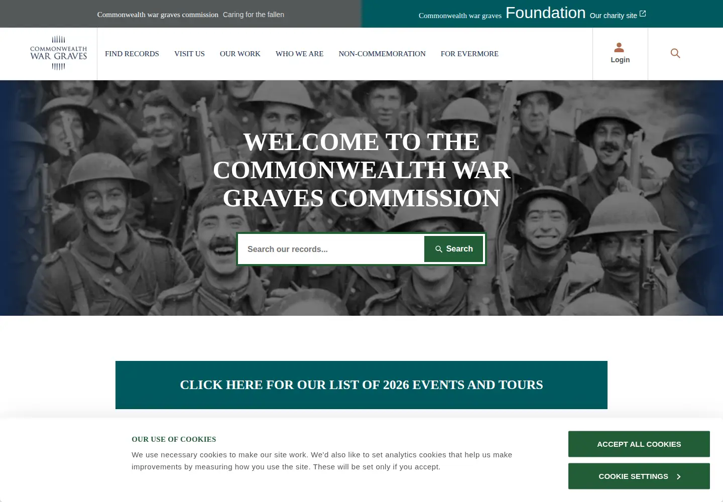 Screenshot of cwgc.org