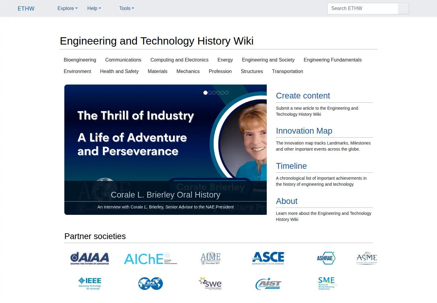 Screenshot of ethw.org