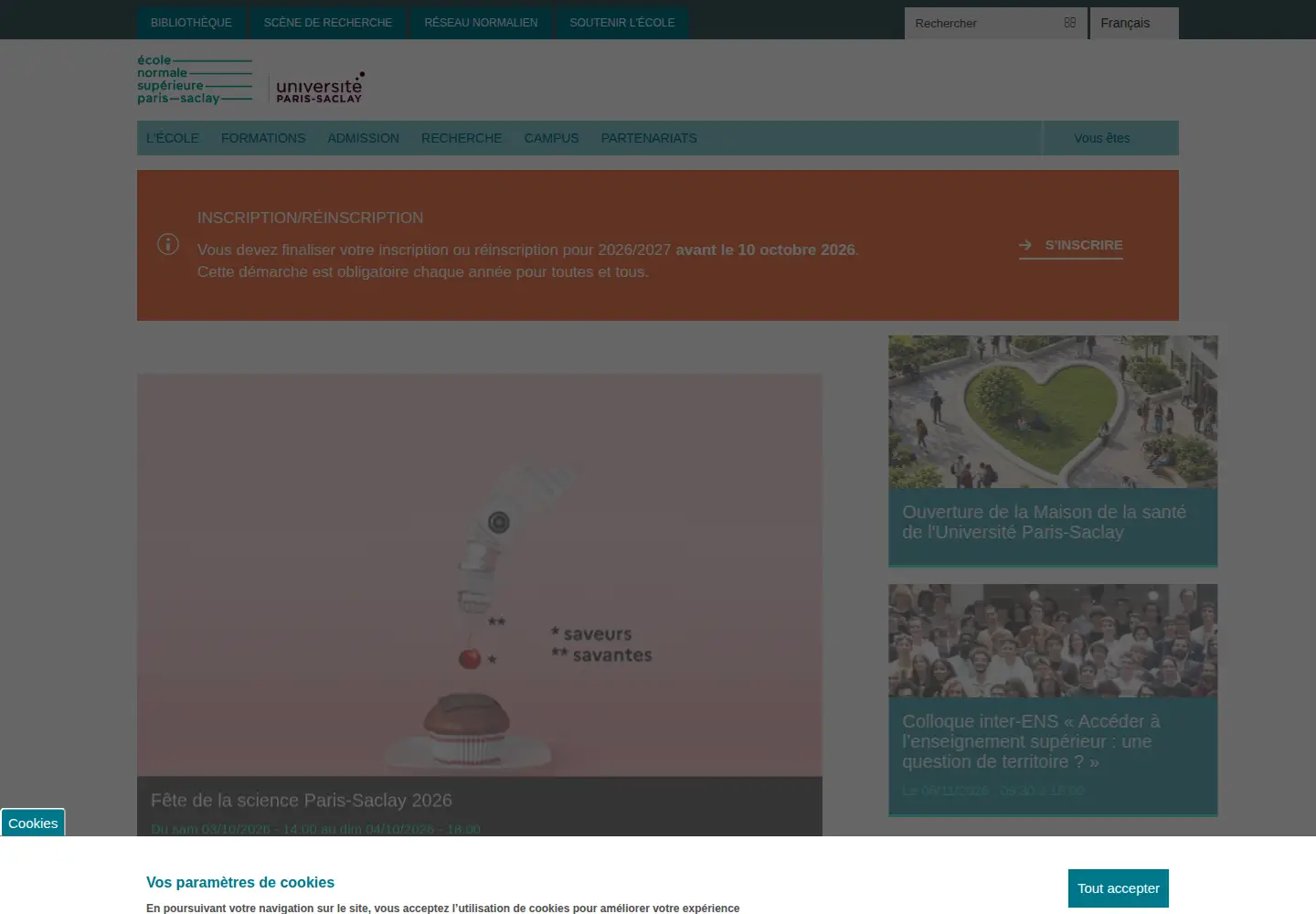 Screenshot of ens-paris-saclay.fr