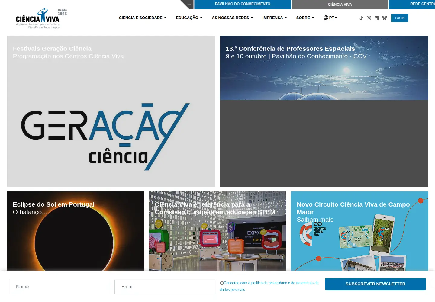 Screenshot of cienciaviva.pt