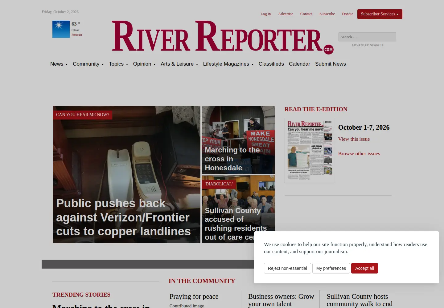 Screenshot of riverreporter.com