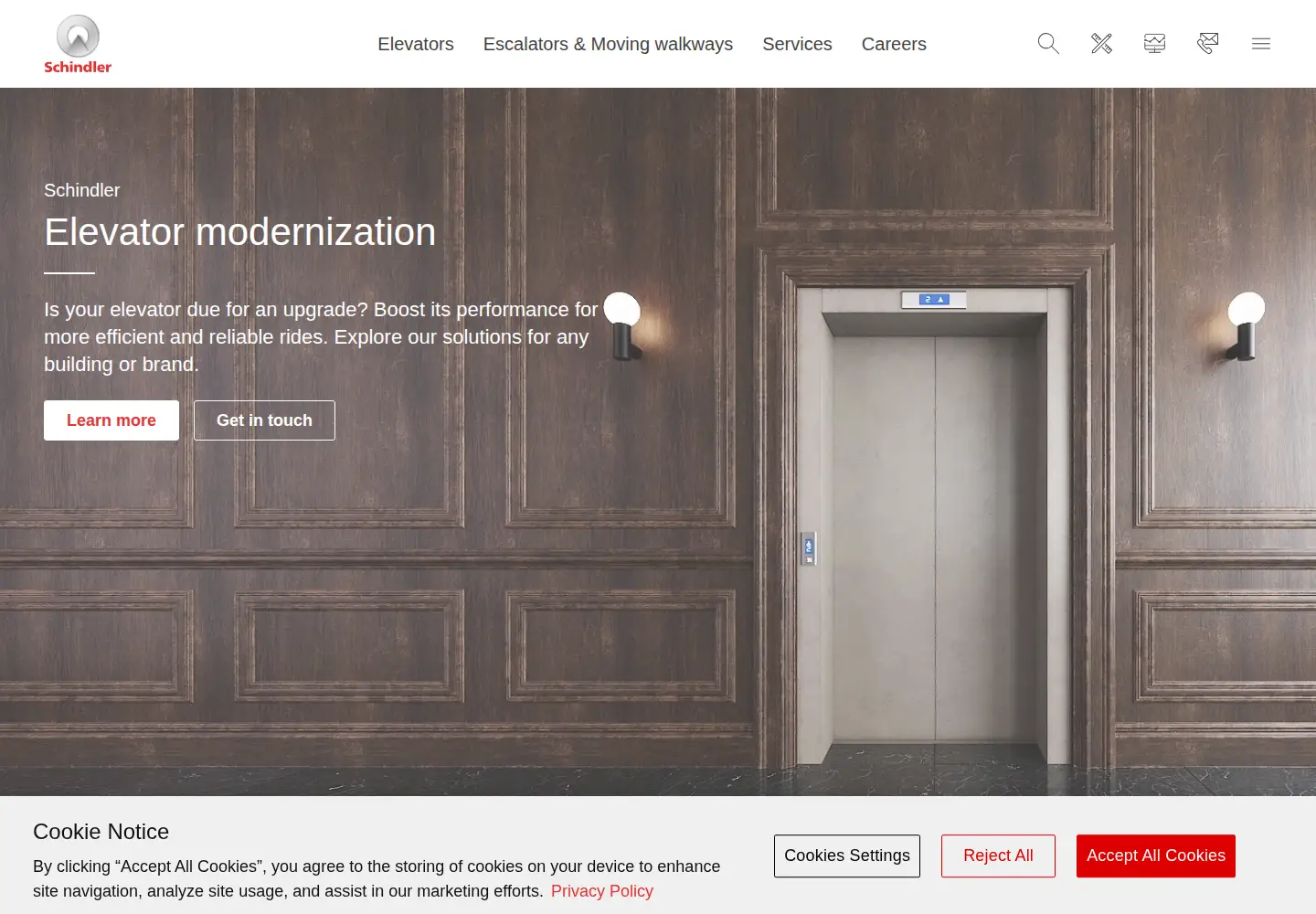 Screenshot of schindler.com