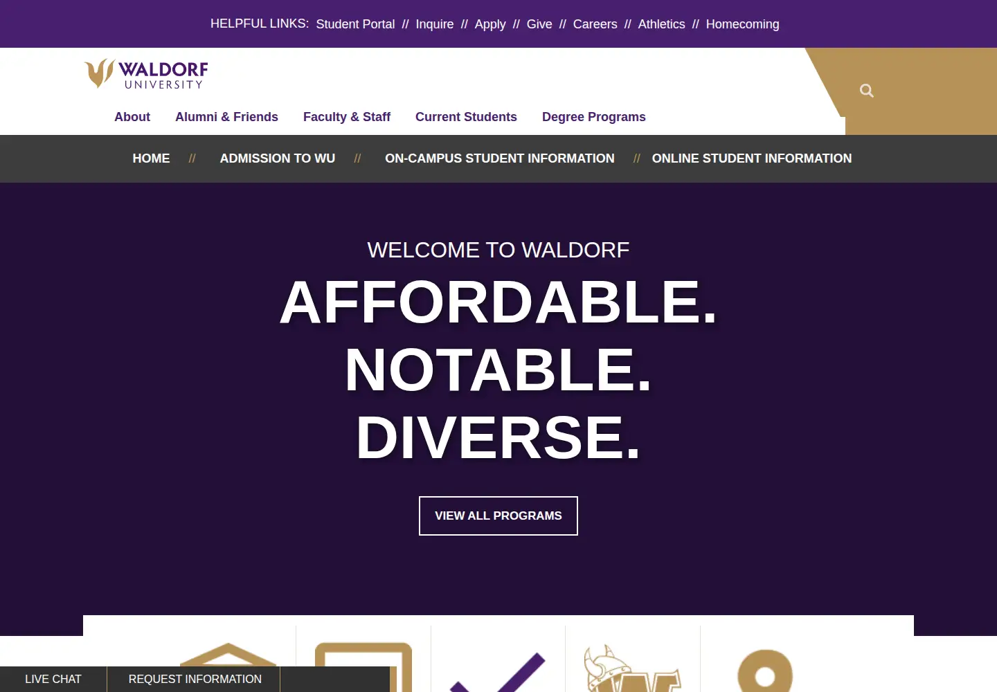 Screenshot of waldorf.edu