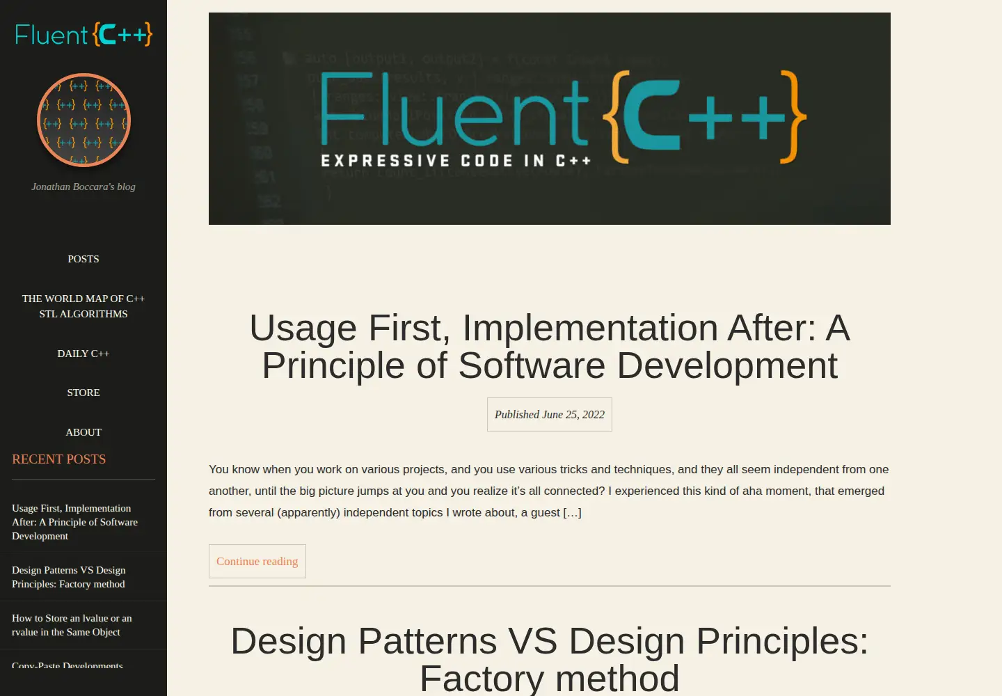 Screenshot of fluentcpp.com
