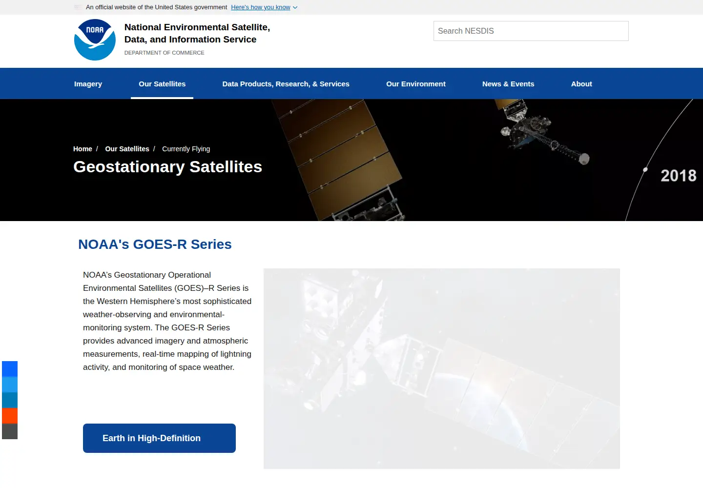 Screenshot of goes-r.gov